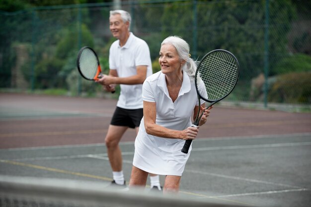 People having happy retirement activity