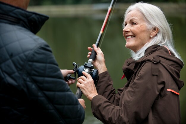 People having happy retirement activity