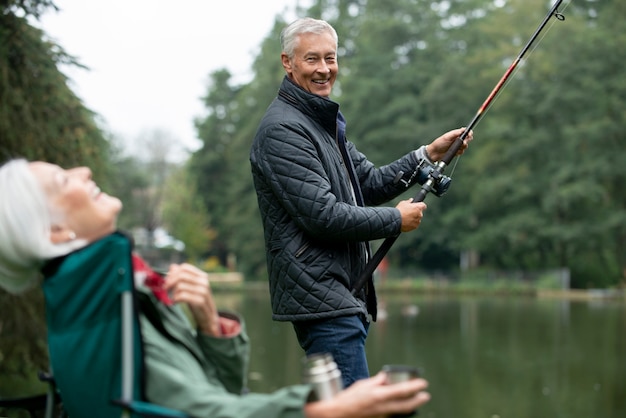 People having happy retirement activity