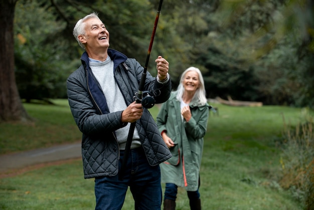 People having happy retirement activity