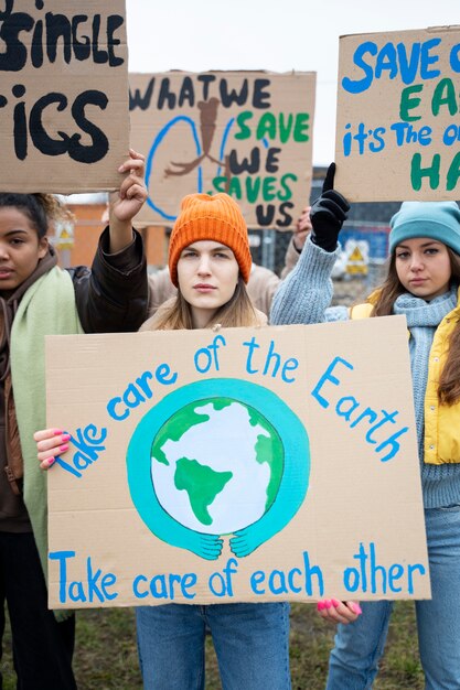 Free photo people having a protest for world environment day