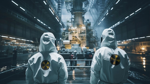 Free photo people in hazmat suits working at a nuclear power plant