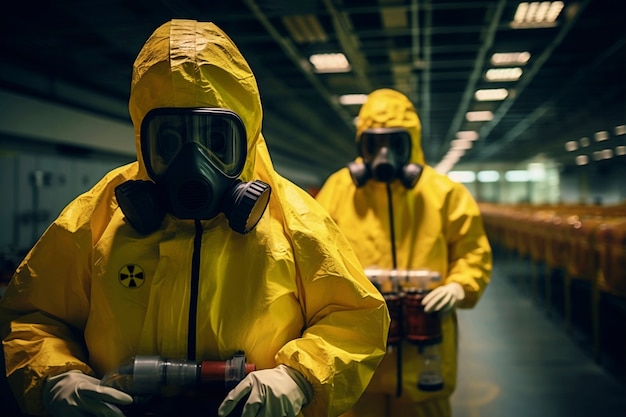 Foto gratuita persone in tute anti-hazmat che lavorano in una centrale nucleare