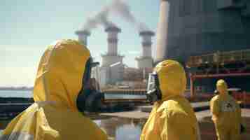 Free photo people in hazmat suits working at a nuclear power plant