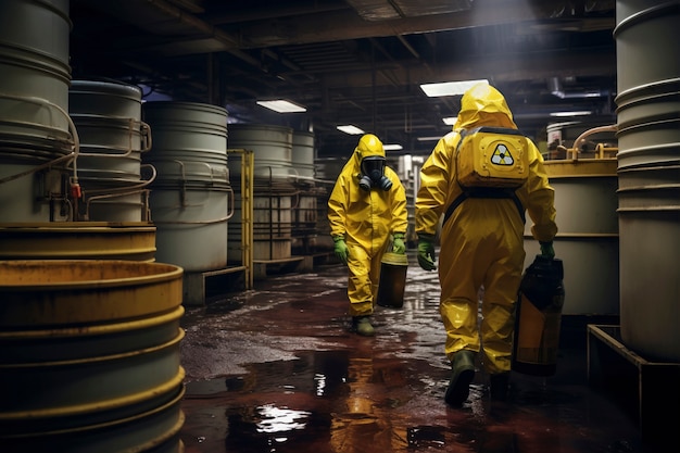 Free photo people in hazmat suits working at a nuclear power plant