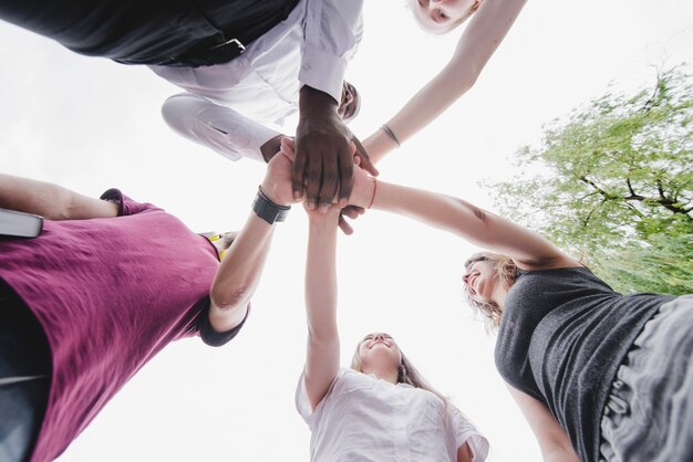 People holding hands together