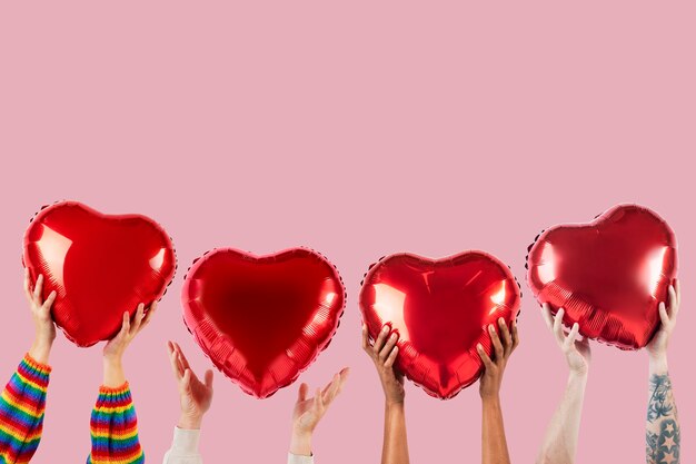 People holding hearts for Valentines&rsquo; celebration