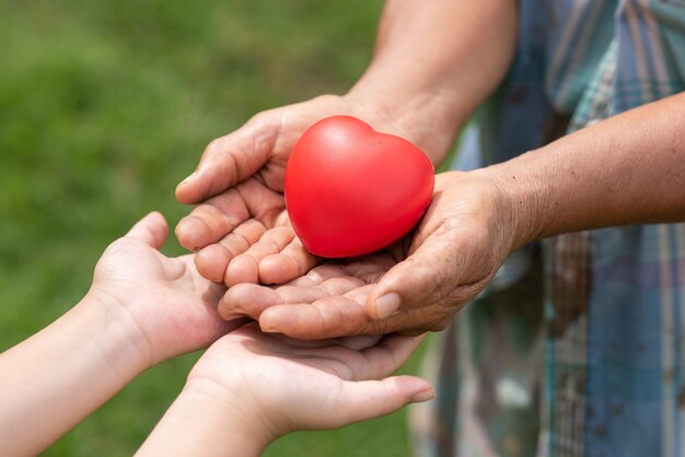 People holding rubber heart