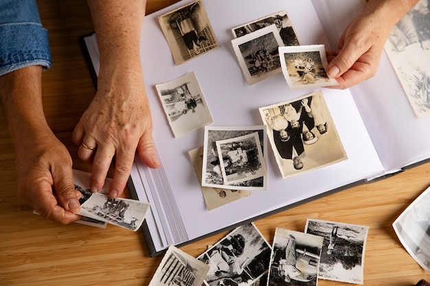 People looking over picture album