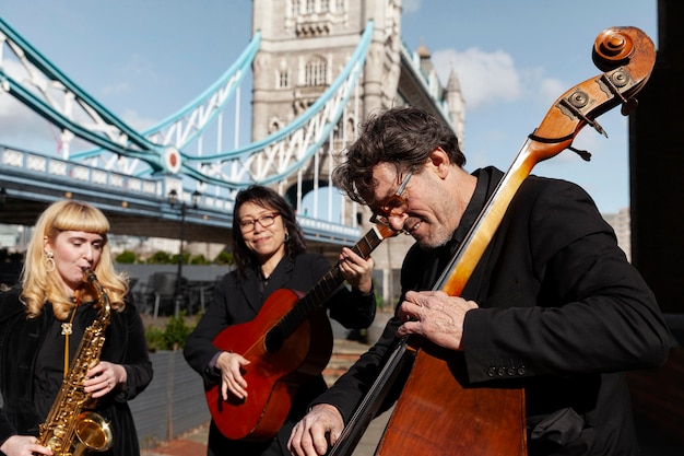 People making jazz music in uk medium shot