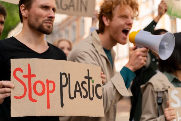 People marching in global warming protest