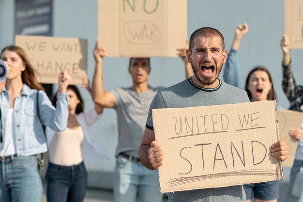 People marching together at protest