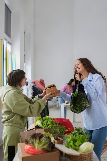 Free photo people meeting at a barter event to exchange goods