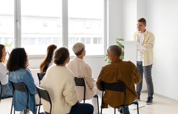 People meeting at community center