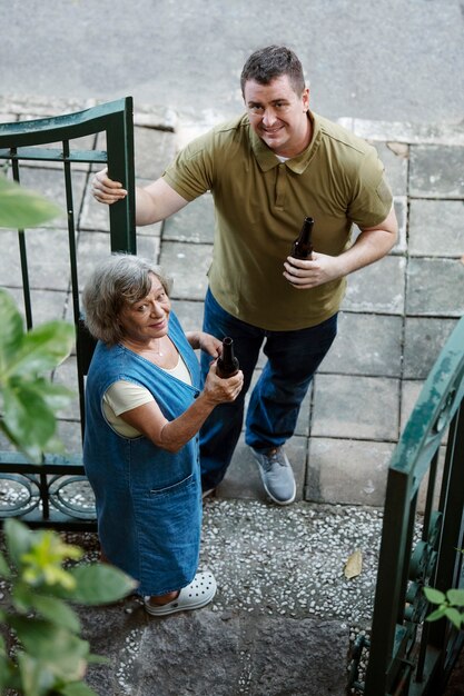 People meeting and discussing in the neighbourhood