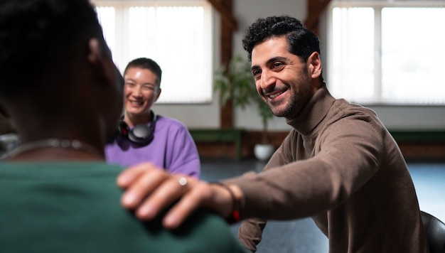 People meeting in support group