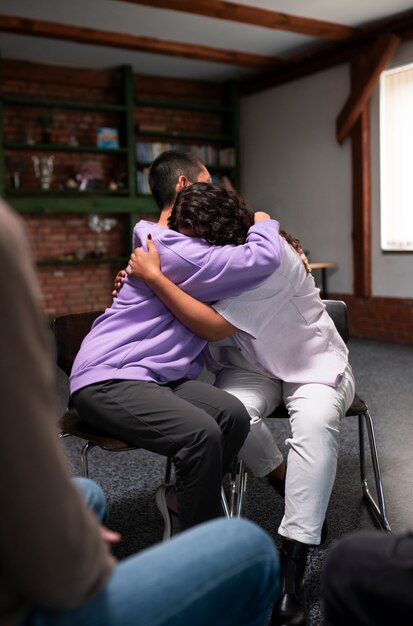 people meeting in support group