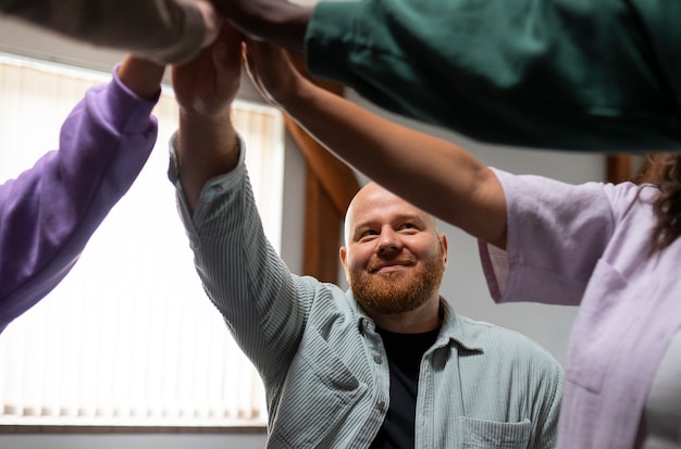 people meeting in support group