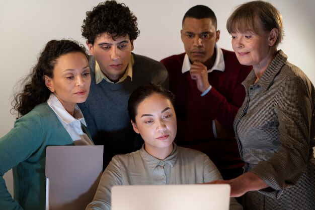 People at the office working late