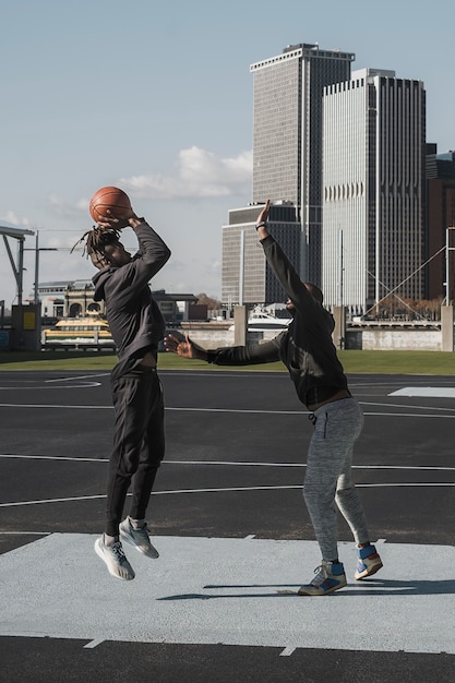 People playing basketball