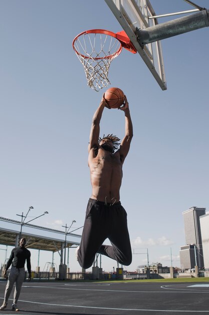 People playing basketball