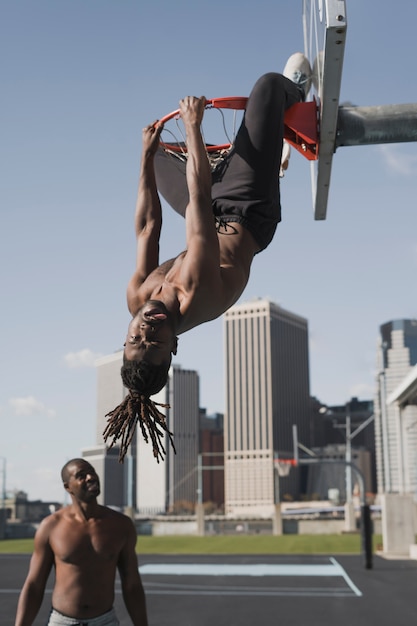 People playing basketball