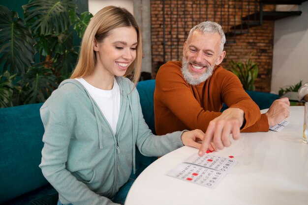 People playing bingo together