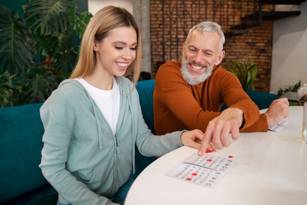 People playing bingo together