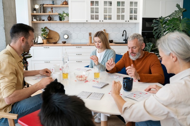 People playing bingo together