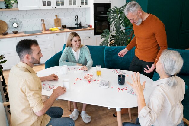 People playing bingo together