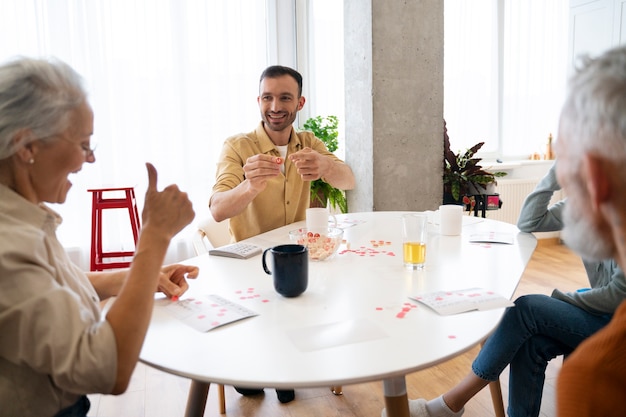 People playing bingo together