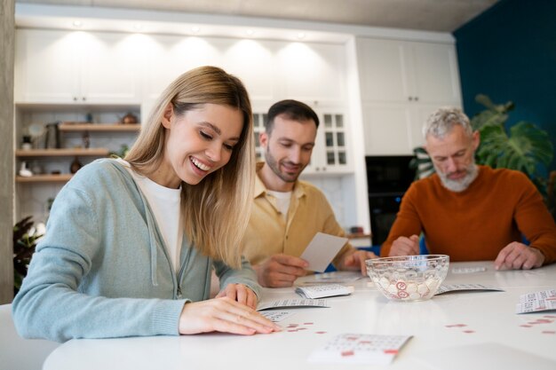 People playing bingo together