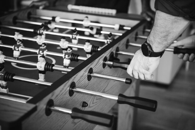 People playing table football