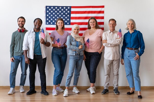 People posing together on registration day