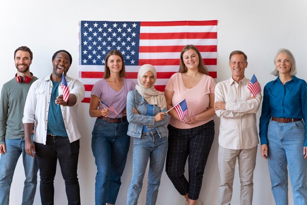 People posing together on registration day