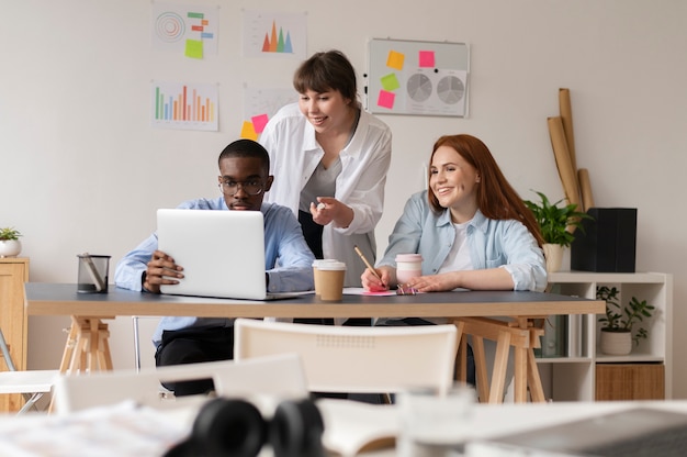 People practicing social integration in workspace