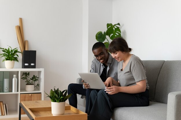 People practicing social integration in workspace