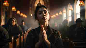 Бесплатное фото Люди молятся на религиозных собраниях