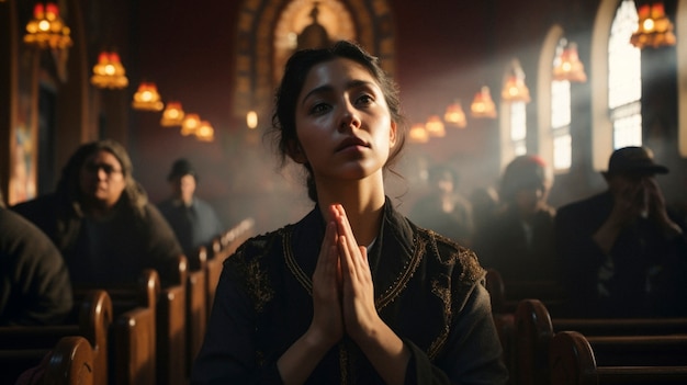 Free photo people praying at religions gathering