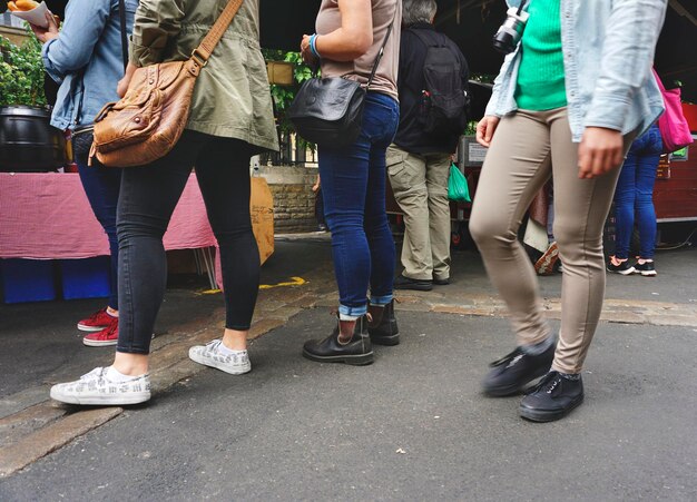 People queuing up for a food truck