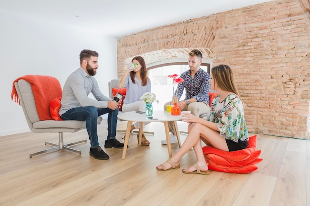 People relaxing in office