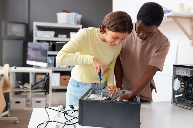 Free Photo people repairing computer chips
