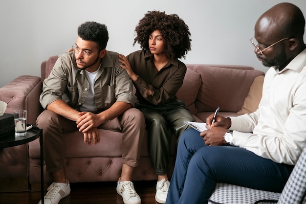 People sharing feelings and emotions during group therapy session