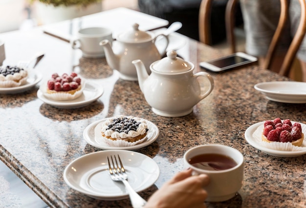 People taking breakfast together at the restaurant