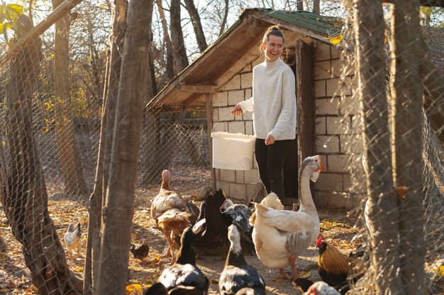 People taking care of the farm