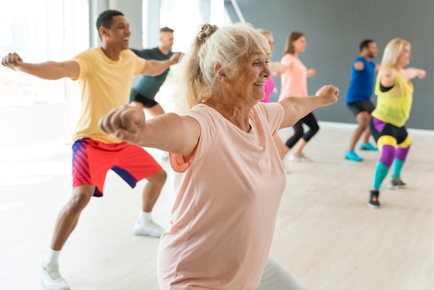 People taking part in zumba class