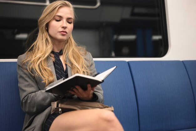 People traveling on the subway in winter time