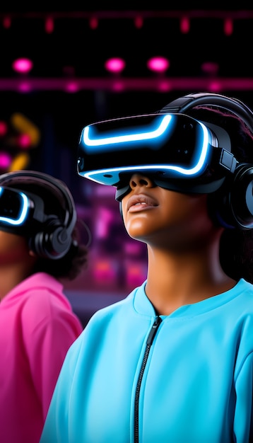 Люди, носящие VR-очки для игр
