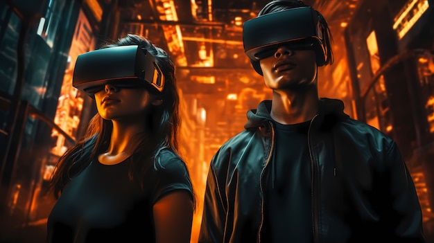 Люди, носящие VR-очки для игр