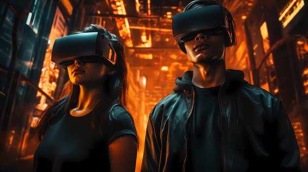 Люди, носящие VR-очки для игр